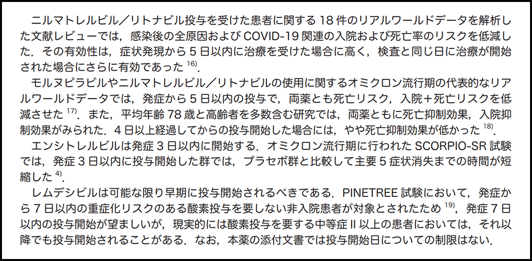 治療薬投与開始のタイミング