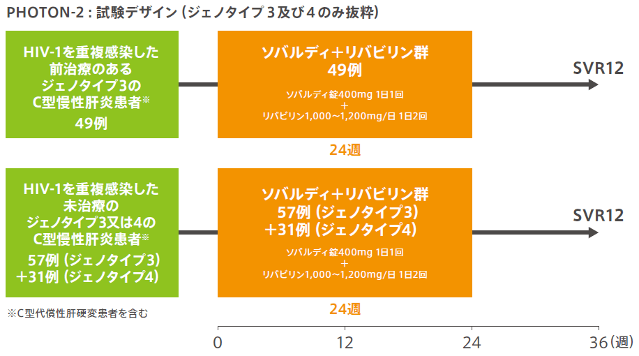 試験デザイン(ジェノタイプ3及び4のみ抜粋)